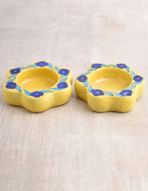 Blue Pottery T-Holder Set Of 2 Pcs.